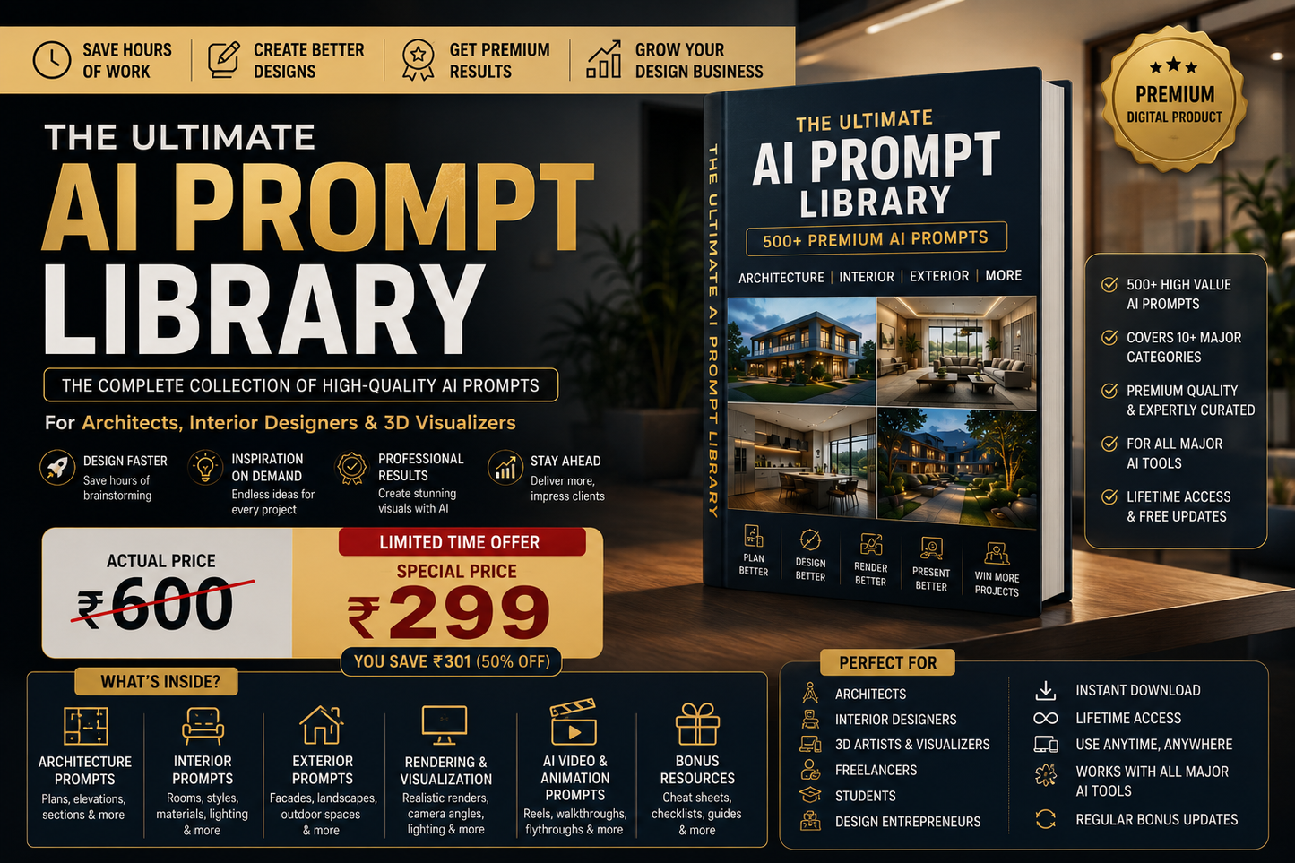 500 AI Prompts for Architects & Interior Designers